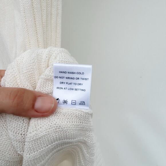 LPA Jorryn Revolve Crochet Bell Sleeves Knit Maxi Dress Coverup Cream White XS - Picture 14 of 14